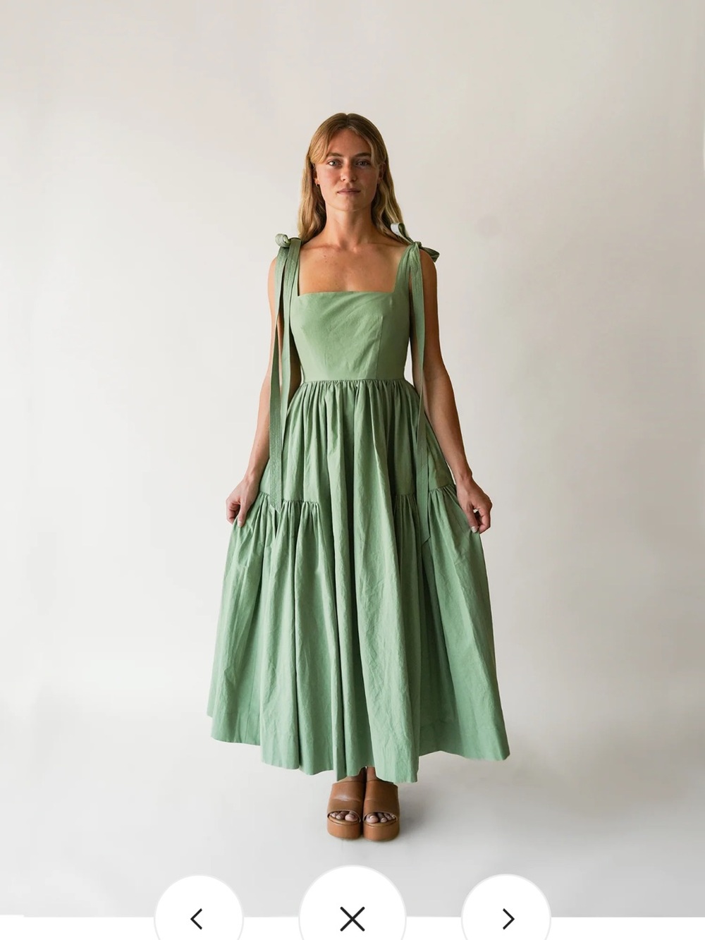 Alli Marye Tie-Shoulder Sage Green Maxi Dress